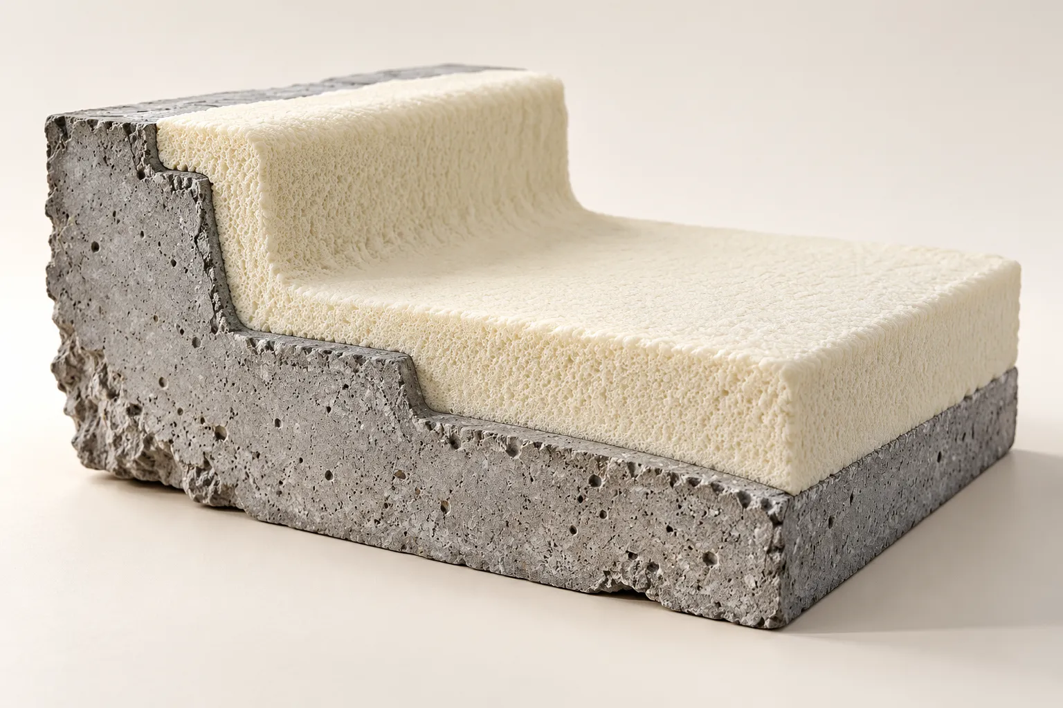 Illustration conceptuelle d’une couche de mousse suivant le relief d’un support